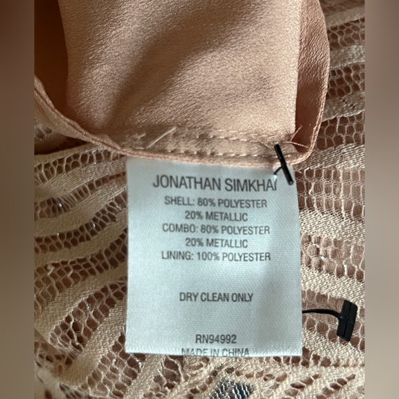 Jonathan Simkhai Metallic Mini Dress Nude size XS - Picture 9 of 16